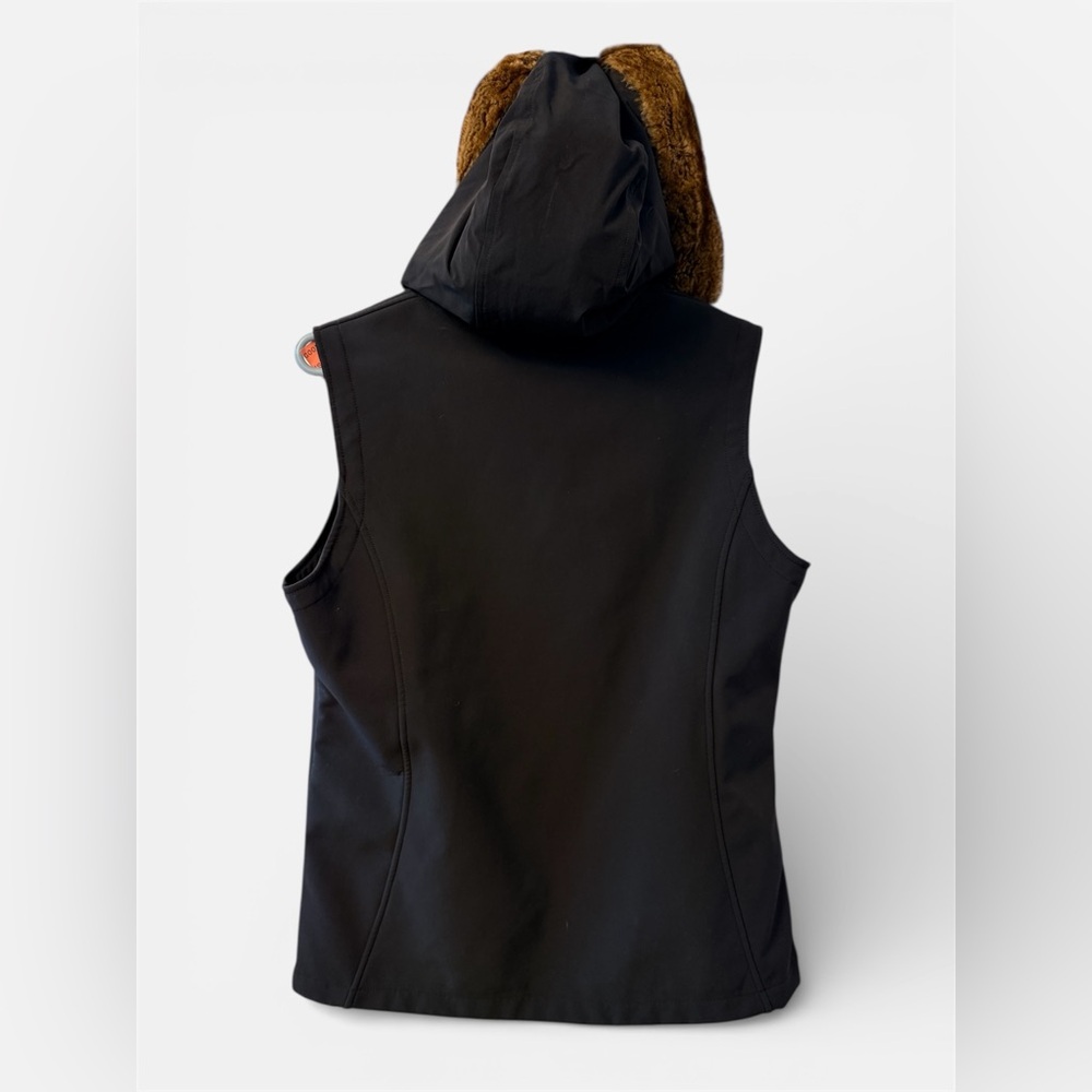 Marmot Women's Furlong Softshell Vest, black with a faux fur lined hood.‎ Large. - Picture 5 of 5